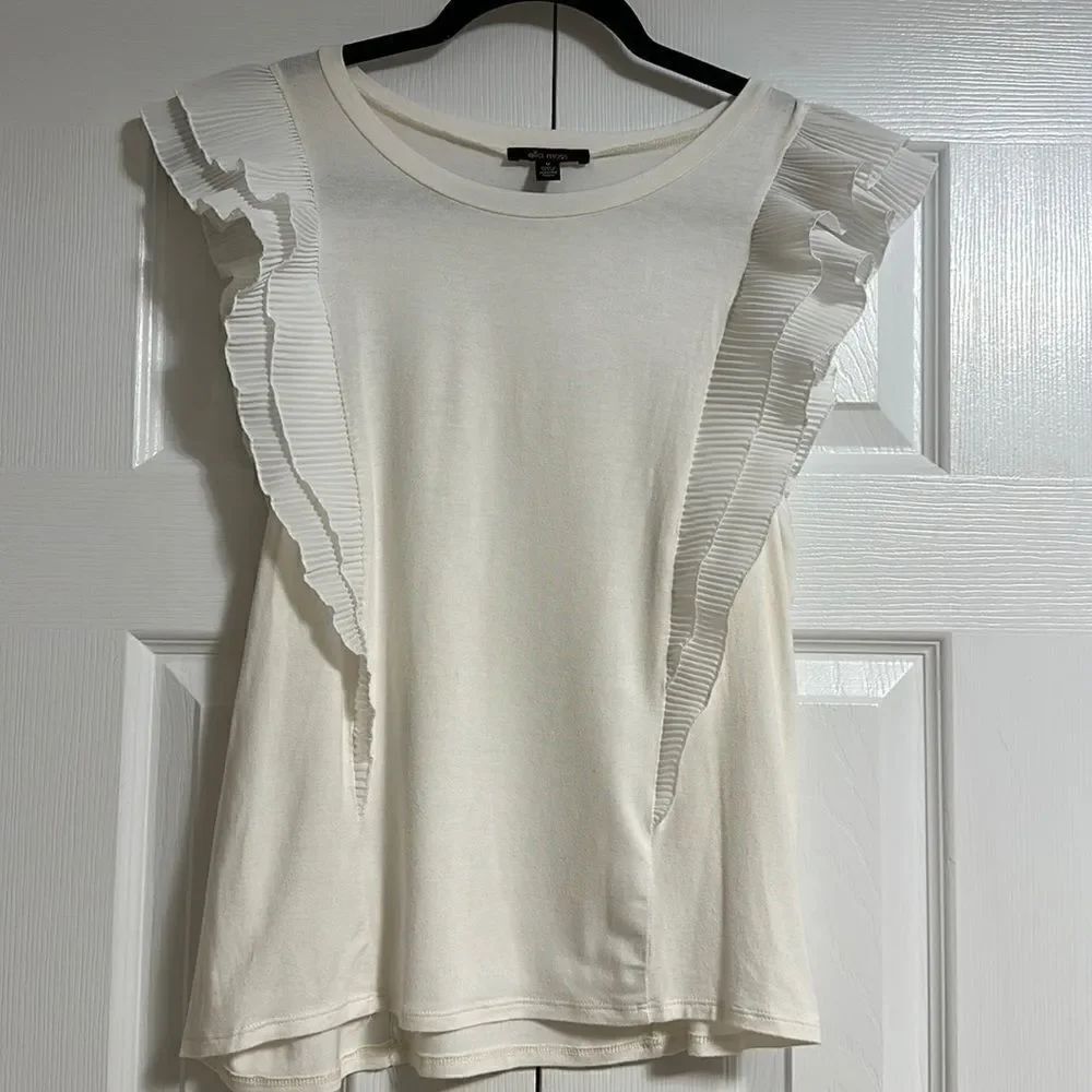 Ella Moss Women’s White Ruffle Tank Top